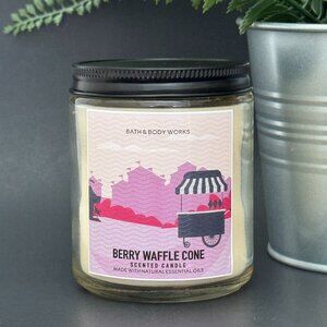 BBW Berry Waffle Cone Bath & Body Works Mason Jar Single Wick Candle